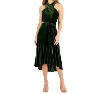 NWT Taylor Women’s Velvet Halter Dress Emerald Green Fit & Flare Size 12 Holiday